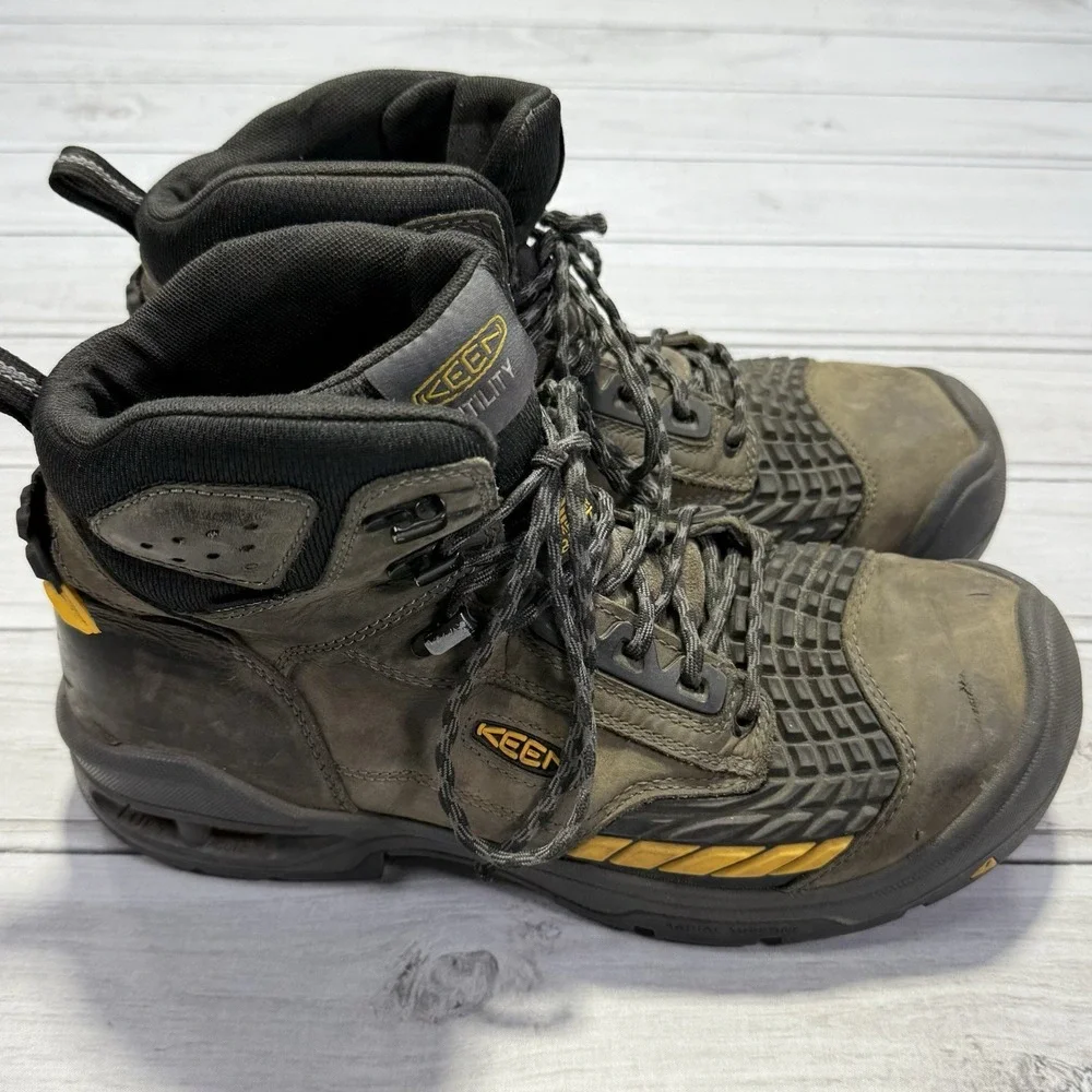 KEEN Troy Work Boots Men 11.5 Gray Waterproof Composite Toe Heavy Duty Utility